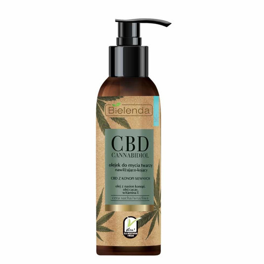 CBD масло с коноп Bielenda за почистване на лице за суха/чувствителна кожа, 140 ml