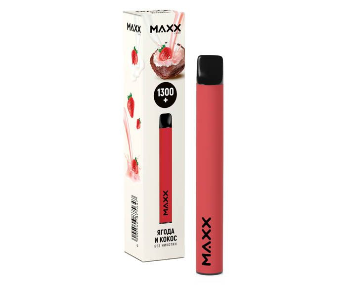 ЕЛЕКТРОНЕН СТИК MAXX VAPE ЯГОДА И КОКОС БЕЗ НИКОТИН - ЗА ЕДНОКРАТНА УПОТРЕБА